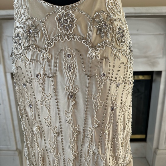 Sue Wong Silk dress, cream / champagne color, beaded & embroidered - Picture 10 of 16